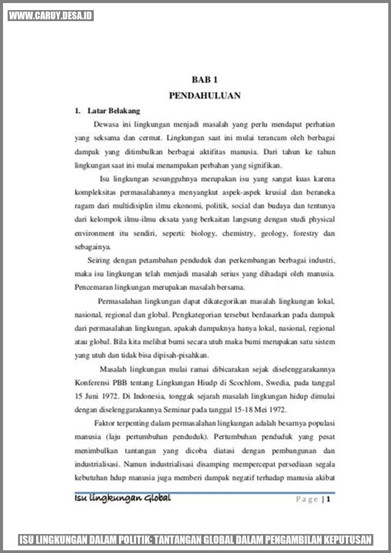 Isu Lingkungan dalam Politik: Tantangan Global dalam Pengambilan Keputusan
